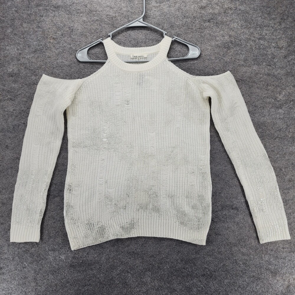 Rue 21 Love More Sweater Womens Small Cold Shoulder White